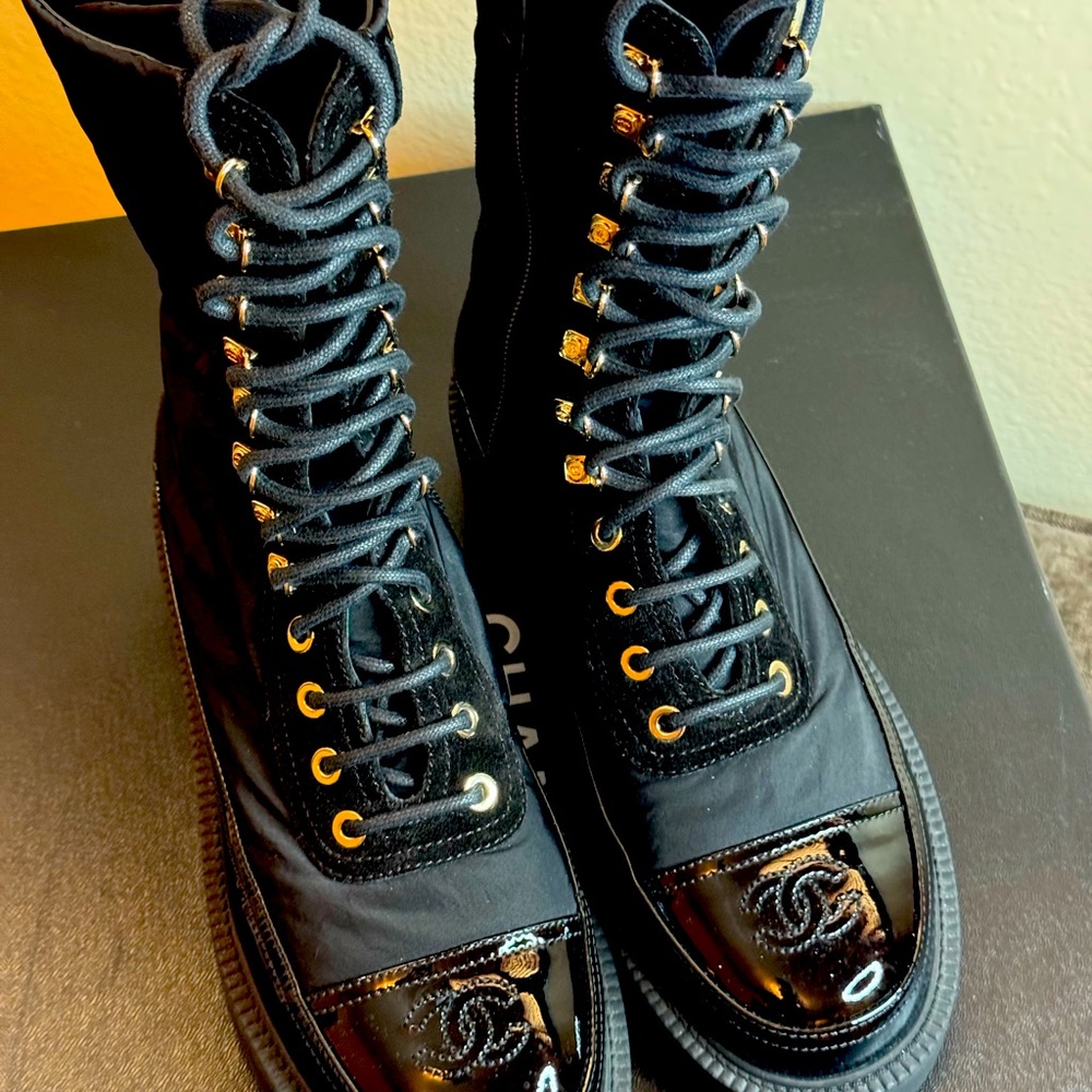 Chanel lace up boots size 36🛍